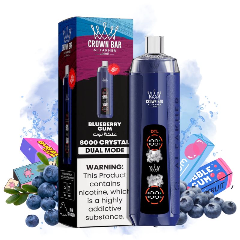 Al Fakher Crown Bar 8000 Puffs Blueberry Gum